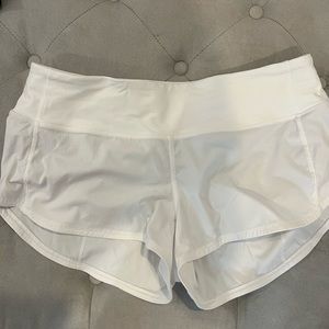 White lululemon speed up shorts